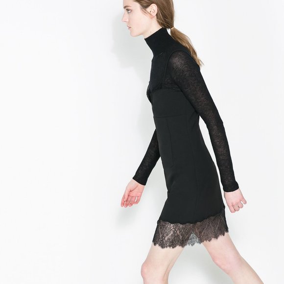 💞HP💞 ZARA Black FITTED LINGERIE STYLE Dress - Picture 7 of 11